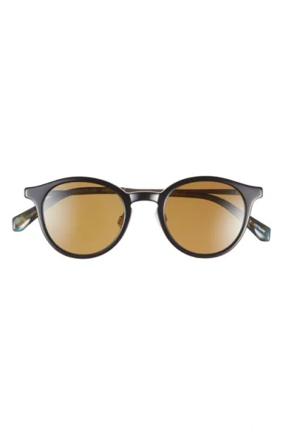 Eyebobs Golden Age 45mm Small Polarized Round Sunglasses In Black/silver/brown