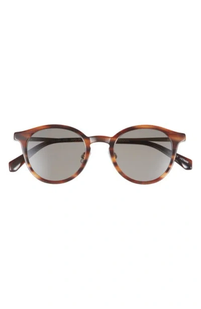 Eyebobs Golden Age 45mm Small Polarized Round Sunglasses In Brown Multi-stripe/grey