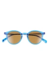 Eyebobs Golden Age 45mm Small Polarized Round Sunglasses In Cobalt Crystal/brown