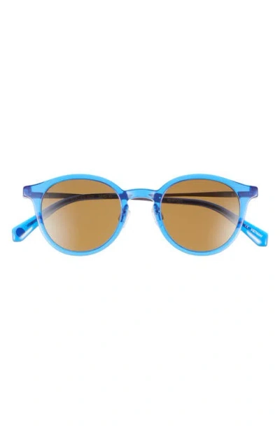 Eyebobs Golden Age 45mm Small Polarized Round Sunglasses In Cobalt Crystal/brown