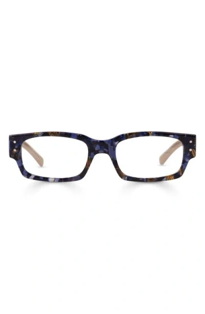 Eyebobs Head 49mm Rectangular Reading Glasses In Blue And Amber