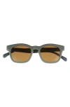 Eyebobs Humble Narrator 49mm Small Polarized Square Sunglasses In Matte Sage Green/brown