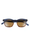 Eyebobs Humble Narrator 49mm Small Polarized Square Sunglasses In Navy Amber Crystal/brown