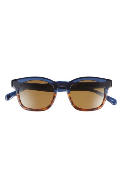 Eyebobs Humble Narrator 49mm Small Polarized Square Sunglasses In Navy Amber Crystal/brown