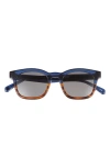 Eyebobs Humble Narrator 49mm Small Polarized Square Sunglasses In Navy Amber Crystal/grey