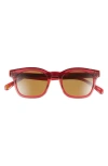 Eyebobs Humble Narrator 49mm Small Polarized Square Sunglasses In Red/orange Crystal/brown