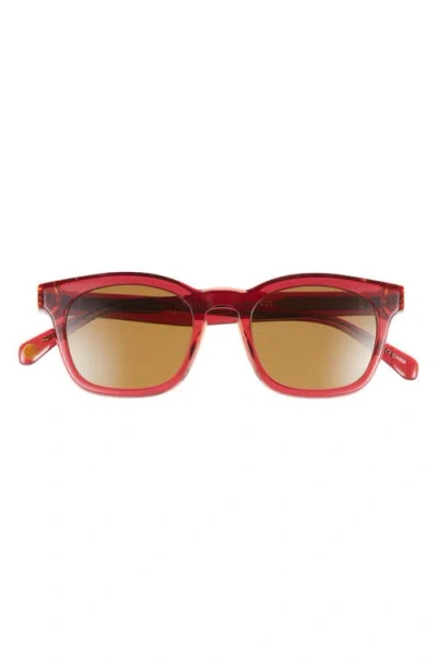 Eyebobs Humble Narrator 49mm Small Polarized Square Sunglasses In Red/orange Crystal/brown
