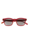 Eyebobs Humble Narrator 49mm Small Polarized Square Sunglasses In Red/orange Crystal/grey