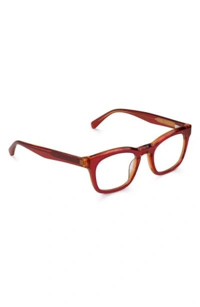 Eyebobs Humble Narrator 49mm Small Square Reading Glasses In Red/orange Crystal