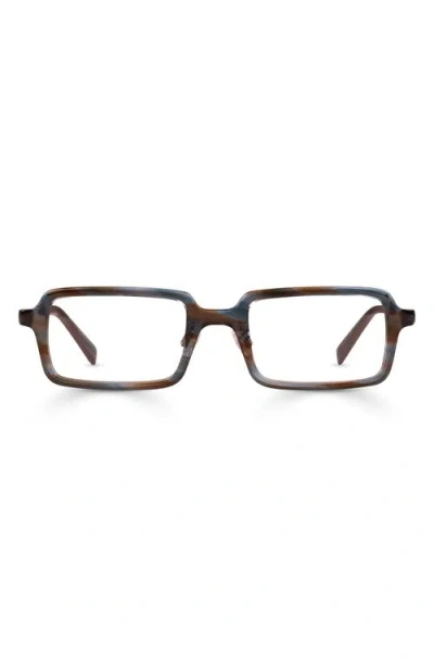 Eyebobs Mogul 50mm Rectangular Reading Glasses In Blue/brown/gunmetal