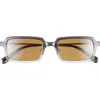 Eyebobs Mogul 50mm Small Polarized Rectangular Sunglasses In Black To Grey Fade/brown