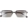 Eyebobs Mogul 50mm Small Polarized Rectangular Sunglasses In Black To Grey Fade/grey