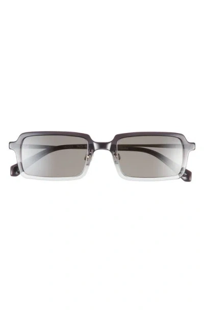 Eyebobs Mogul 50mm Small Polarized Rectangular Sunglasses In Black To Grey Fade/silver