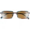 Eyebobs Mogul 50mm Small Polarized Rectangular Sunglasses In Blue/brown/gunmetal