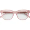 Eyebobs Nomad 50mm Blue Light Blocking Square Reading Glasses In Pink