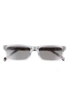 Eyebobs Number Cruncher 53mm Polarized Rectangular Sunglasses In Smoke Grey/white Tortoise