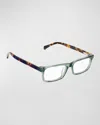 Eyebobs Number Cruncher Rectangle Acetate Reader Glasses In Green / Crystal