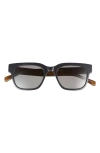 Eyebobs Numero Uno 49mm Rectangular Polarized Sunglasses In Black/grey/amber