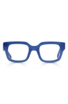 Eyebobs Square Off 47mm Small Square Reading Glasses In Sapphire Blue