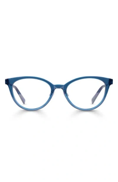 Eyebobs Statuette 51mm Cat Eye Reading Glasses In Lake Blue Crystal/silver