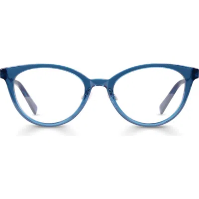 Eyebobs Statuette 51mm Cat Eye Reading Glasses In Lake Blue Crystal/silver