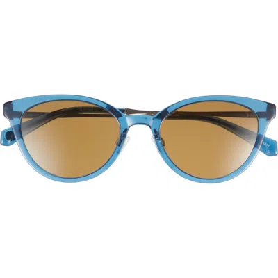 Eyebobs Statuette 51mm Polarized Cat Eye Sunglasses In Lake Blue Crystal/brown