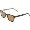 Eyebobs The Director 46mm Small Polarized Square Sunglasses In Black Pearl Backside/brown