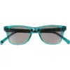 Eyebobs The Director 46mm Small Polarized Square Sunglasses In Teal Crystal/grey