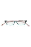 Eyebobs What Inheritance 47mm Rectangular Reading Glasses In Green/blush/clear