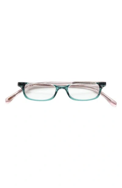 Eyebobs What Inheritance 47mm Rectangular Reading Glasses In Green/blush/clear