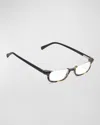 Eyebobs What Inheritance Semi-rimless Rectangle Acetate Reader Glasses In Tortoise / Black