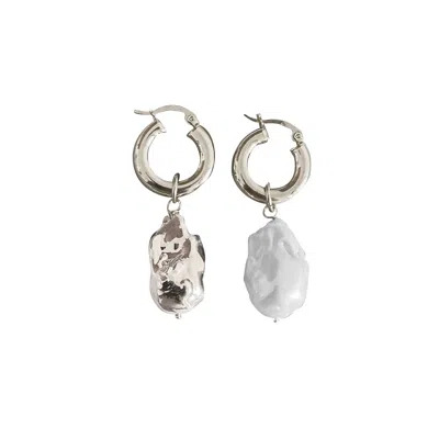 Eyeconic By Samar Ajram Women's Baroque Pearl Silver Plated Earrings