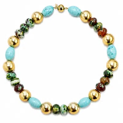 Eyeconic By Samar Ajram Women's Blue / Green Oasis Gemstone Necklace In Blue/green