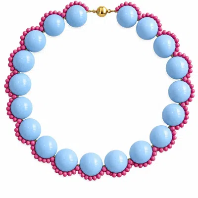 Eyeconic By Samar Ajram Women's Blue / Red Vivian Blue Beaded Necklace In Animal Print