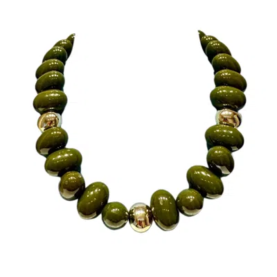 Eyeconic By Samar Ajram Women's Chunky Olive Green Bead Necklace