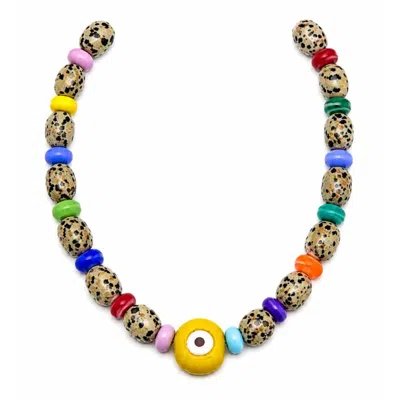 Eyeconic By Samar Ajram Women's Funky Evil Eye Colorful  Beads Necklace In Yellow