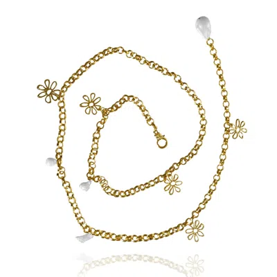 Eyeconic By Samar Ajram Women's Gold Chain Belt With Pearl Flower Charms