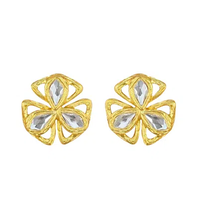 Eyeconic By Samar Ajram Women's Gold Maysoun Flower Crystal Eyes Earrings