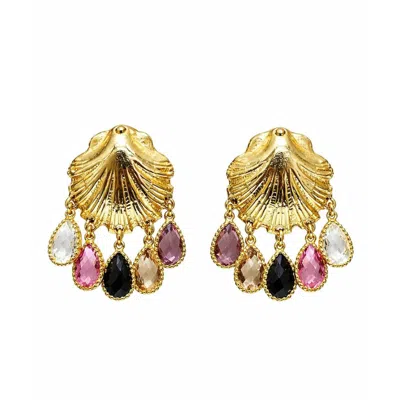 Eyeconic By Samar Ajram Women's Gold / Pink Golden Shell Earrings In Gold/pink