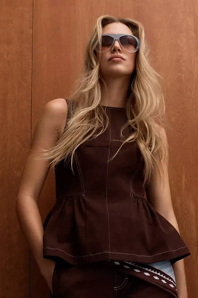 Eyeking Ombre Goggle Aviator Sunglasses In Brown