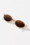Eyeking Tiny Oval Rhinestone Sunglasses In Gold