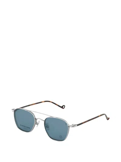 Eyepetizer Ice Geometric-frame Clip-on Sunglasses In Silver