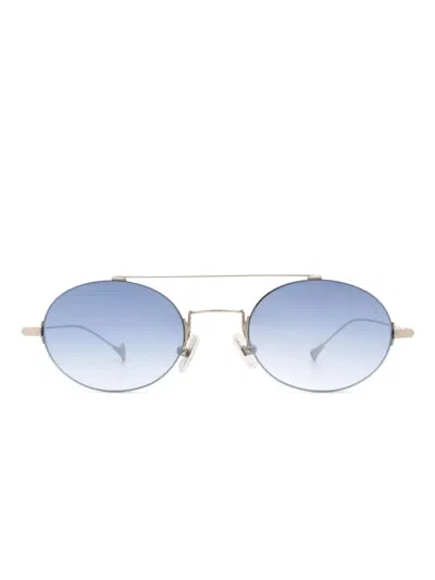 Eyepetizer Round-frame Metal Sunglasses In Blue
