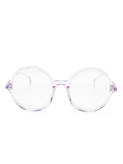 Eyepetizer Soleil Round-frame Transparent Glasses In Purple