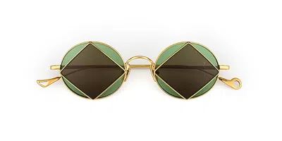 Eyepetizer Square C.4-8 Men's Sunglasses Gold Size 49