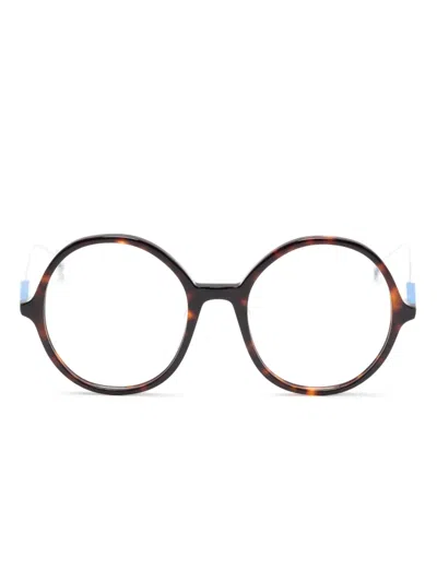 Eyepetizer Tortoiseshell-effect Round-frame Glasses In Black