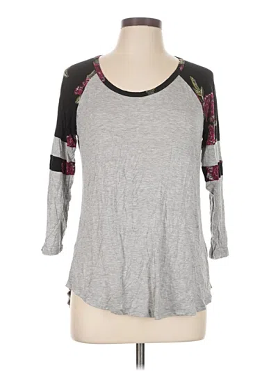 Pre-owned Eyeshadow 3/4 Sleeve Top Gray Scoop Neck Tops