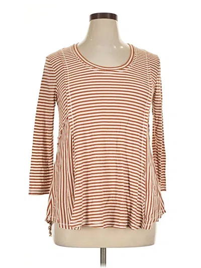 Pre-owned Eyeshadow 3/4 Sleeve Top Orange Scoop Neck Tops