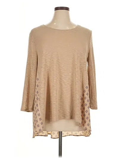Pre-owned Eyeshadow 3/4 Sleeve Top Tan Boatneck Tops In Brown