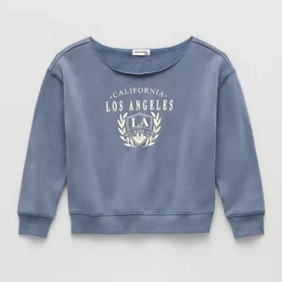 Eyeshadow Girls Eyeshadow Big Kid Girls Fleece Long Sleeve Sweatshirt In Blue